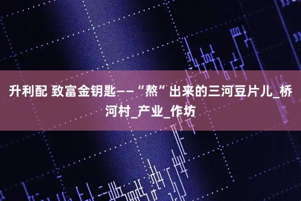 升利配 致富金钥匙——“熬”出来的三河豆片儿_桥河村_产业_作坊